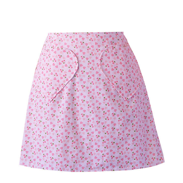Cherry Pie Heart Pocket Skirt